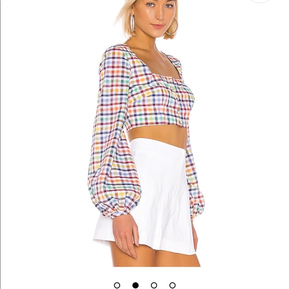 Multi colored rainbow checkered blouse - Picture 5 of 6